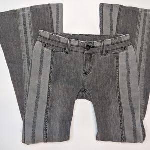Free People Gray Embossed/Embroidered Bell Bottom Jean SZ 26?